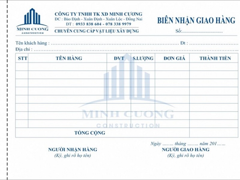 In Biên Nhận Giao Hàng Nhanh, Số Lượng Ít Cho Shop tại In Nhanh Nhanh