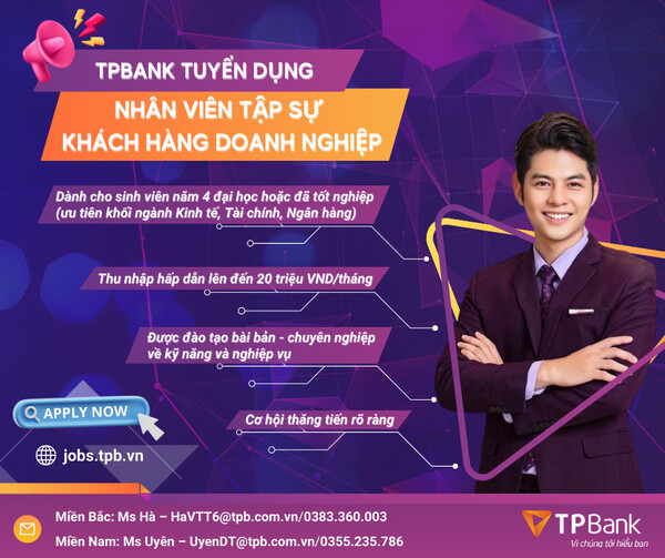 Mẫu tờ rơi tuyển dụng ngân hàng với bố cục mạch lạc