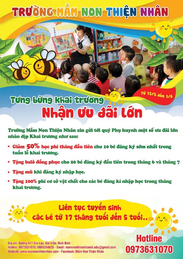 Mẫu tờ rơi tuyển sinh trường mầm non