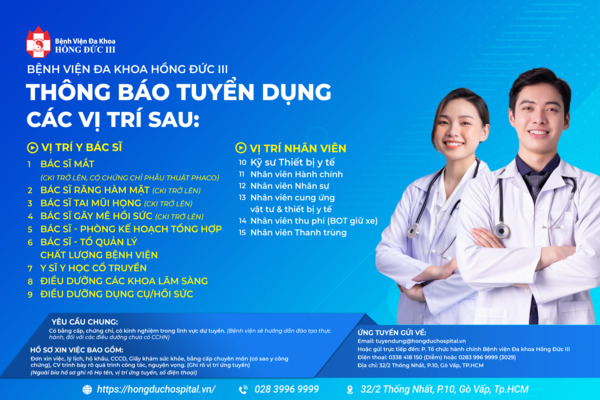 Mẫu tờ rơi tuyển dụng nhiều chức vụ ngành y tế