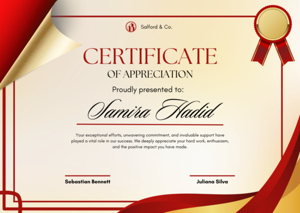 Mẫu certificate tông đỏ sang trọng