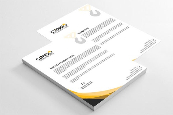 Mẫu thiết kế giấy tiêu đề công ty họa tiết chìm