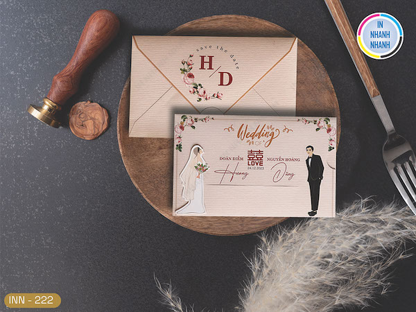 Mẫu thiệp cưới handmade tối giản nhưng tinh tế