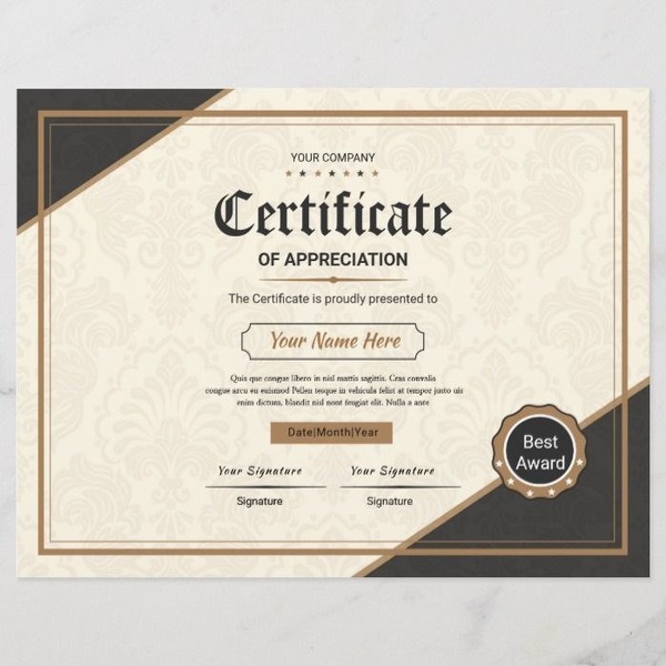 Mẫu certificate cổ điển