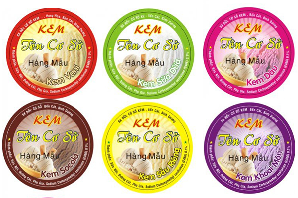 Mẫu sticker dán hộp sản phẩm cho thương hiệu kem