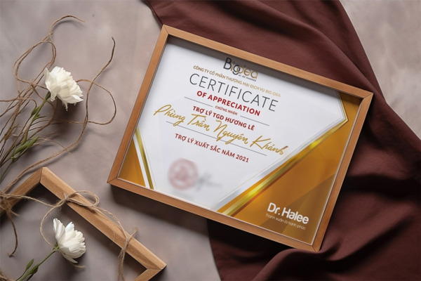 Mẫu certificate khen thưởng tuyên dương các bộ phận trong công ty 