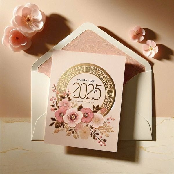 In thiệp Tết phong cách thanh lịch, nhẹ nhàng