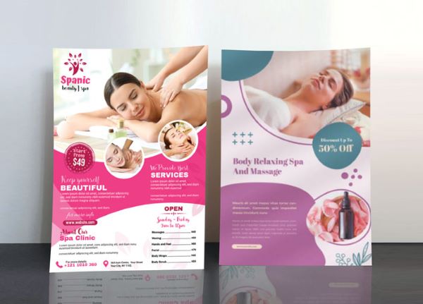 Mẫu tờ rơi massage, chăm sóc da tại spa