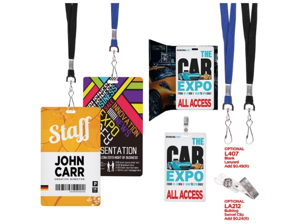 Kích thước thẻ đeo phổ biến là 5,4 x 8,6cm  