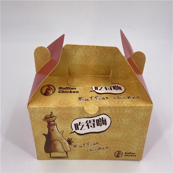 Mẫu hộp gà rán dạng hộp có quai xách siêu tiện dụng