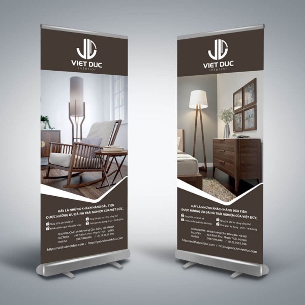 Mẫu standee in rõ nét trên nền PP cán mờ