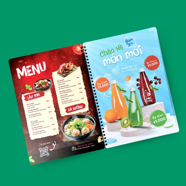 Lưu ý khi in menu đóng cuốn lò xo