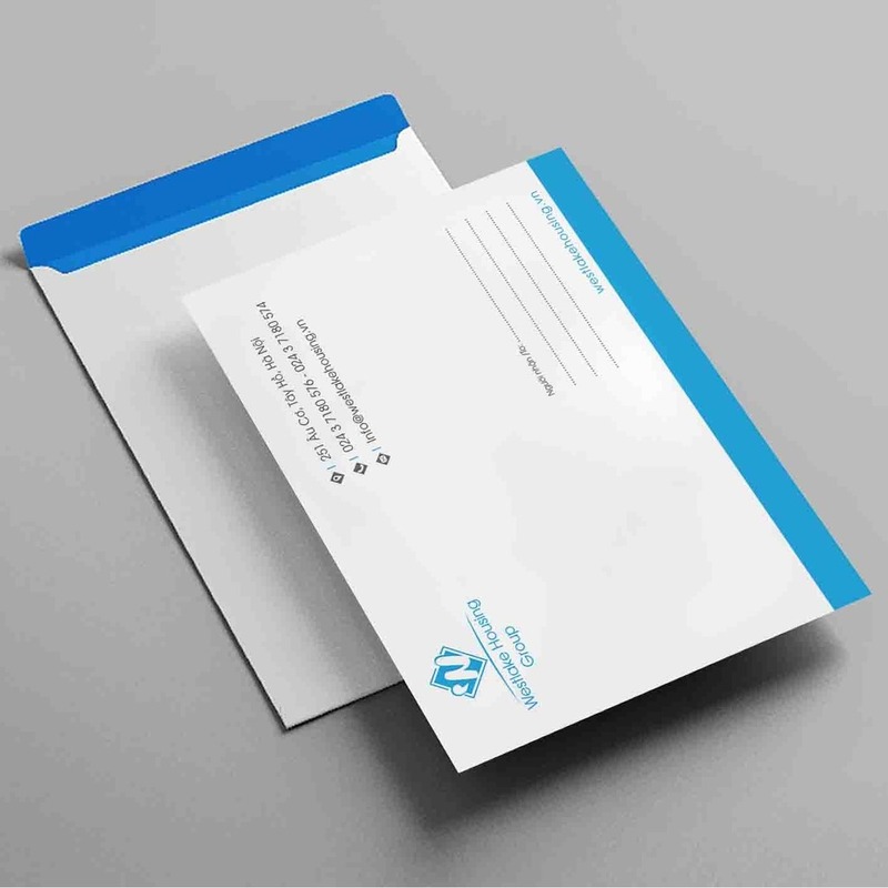 Mẫu bao thư kích thước A4	 màu trắng - xanh chất lượng cao