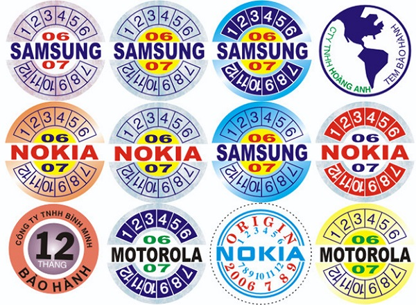 Tem bảo hành điện thoại hình tròn