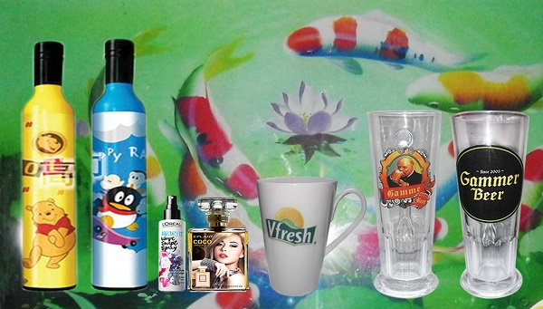 In chuyển nhiệt được ứng dụng trên các cốc, lọ bằng thủy tinh, nhựa