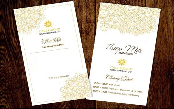 Mẫu thiệp khai trương thiết kế sang trọng, tinh tế