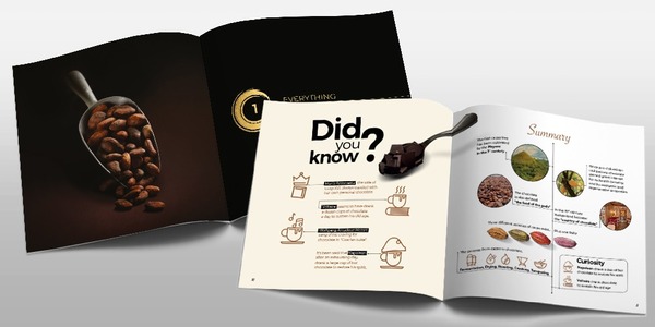 Catalogue giới thiệu sản phẩm cà phê với hình ảnh chân thực và bố cục hiện đại