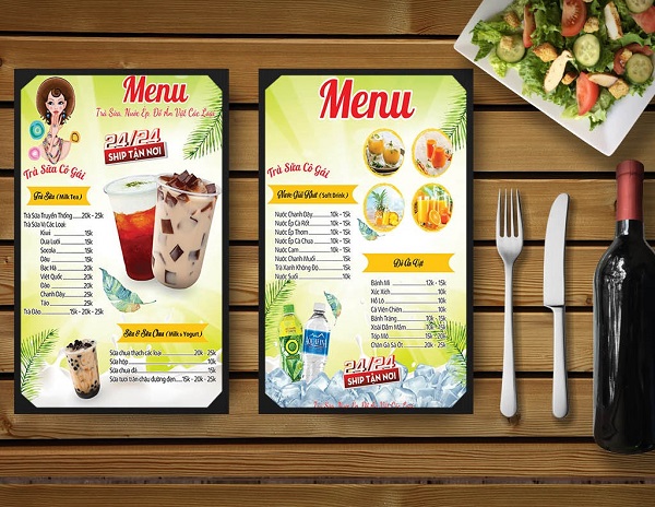 Mẫu menu đồ uống cho quán đẹp, bắt mắt