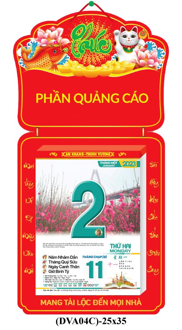 Lịch bloc treo tường chúc mừng năm mới