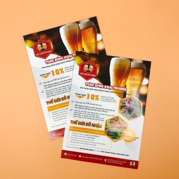 Chất liệu in tờ rơi quảng cáo đồ ăn