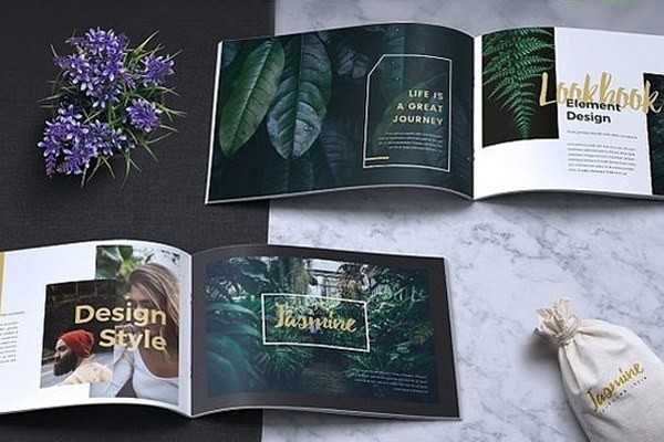 Catalogue bìa cứng với họa tiết cây lá