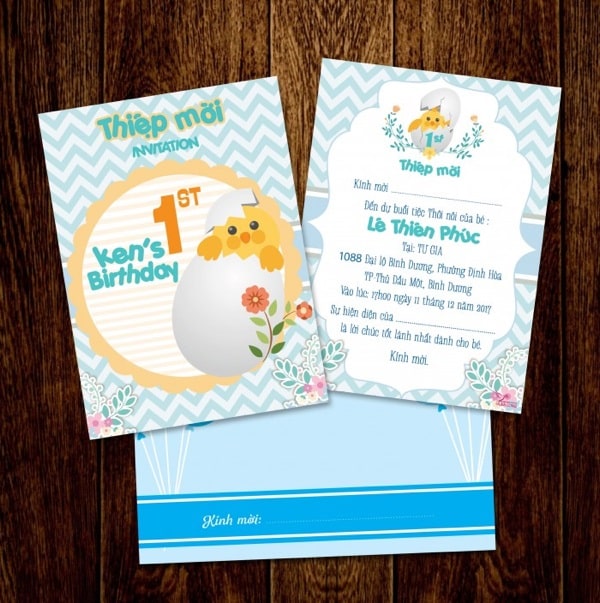 Mẫu thiệp mời sinh nhật cho bé trai ngộ nghĩnh
