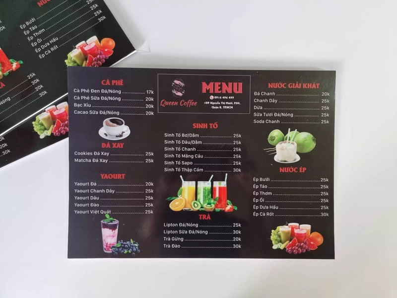 Menu bồi Formex cho quán cà phê, trà sữa
