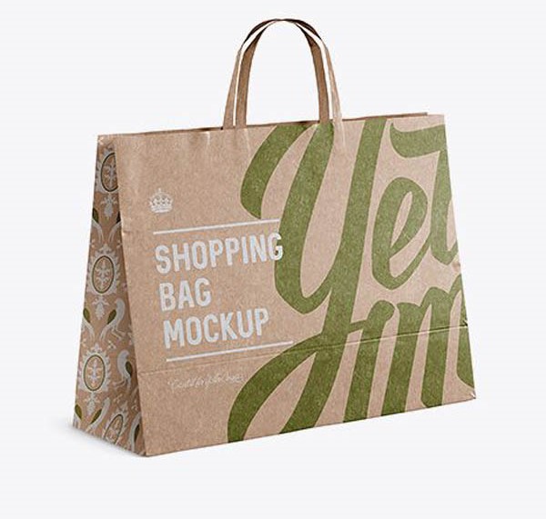 Túi giấy kraft dùng đựng quần áo shop thời trang với thiết kế chữ độc đáo