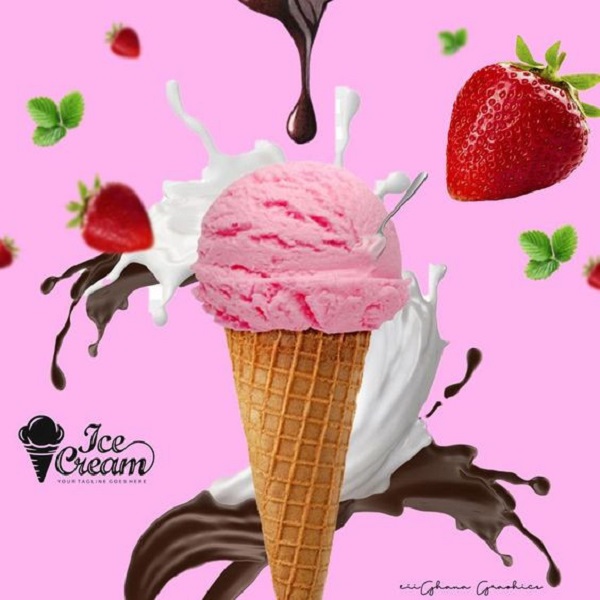 Mẫu poster quảng cáo kem tươi hình ảnh sống động