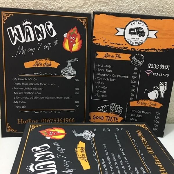 Mẫu menu số 06 cho quán mỳ cay