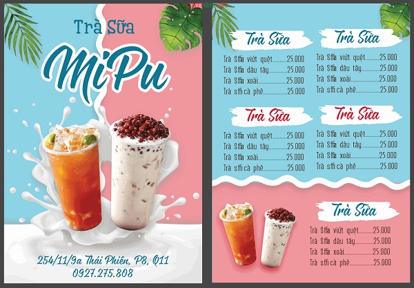 Mẫu menu trà sữa giúp khách hàng lựa chọn đồ nhanh hơn