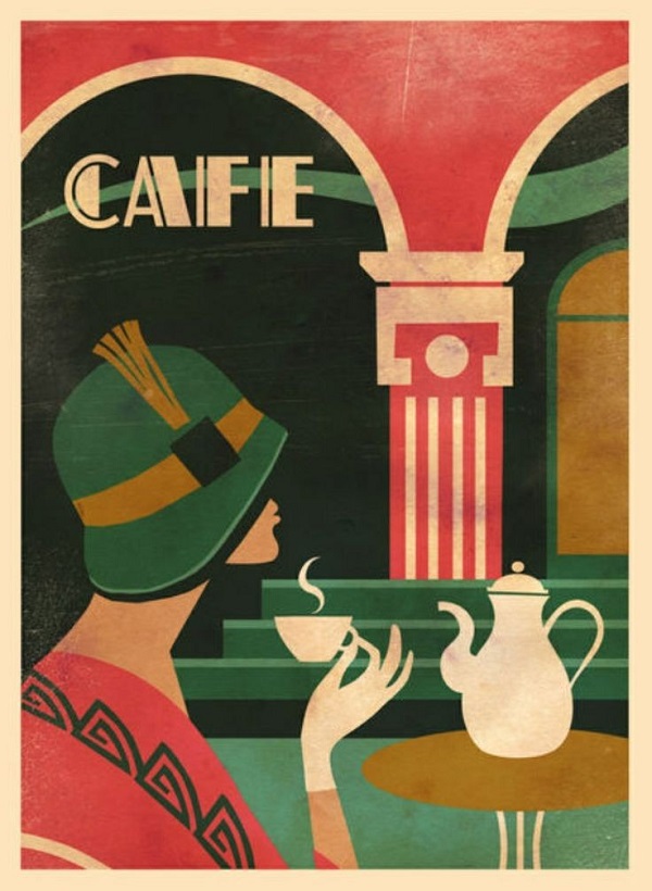 Mẫu Poster quảng cáo cafe theo phong cách Vintage cổ điển