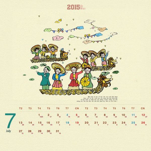 Bản thiết kế lịch treo tường lễ hội văn hóa Việt Nam