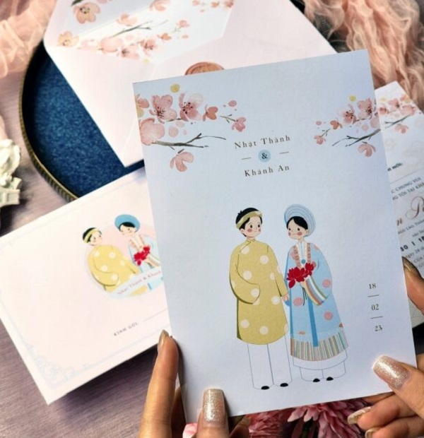 Thiệp cưới Chibi dễ thương, ấn tượng