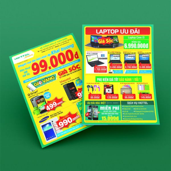 Mẫu tờ rơi khai trương khuyến mãi nhãn hàng Viettel&nbsp;