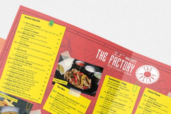 Thiết kế menu ấn tượng của The Factoay