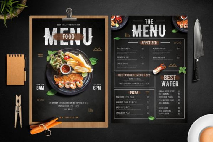 Menu nhà hàng sử dụng font chữ Dealers