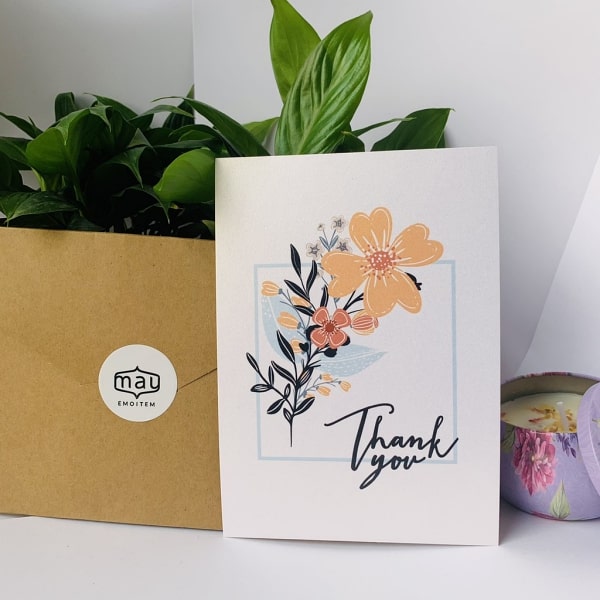 Mẫu thiệp cảm ơn giấy mỹ thuật cao cấp