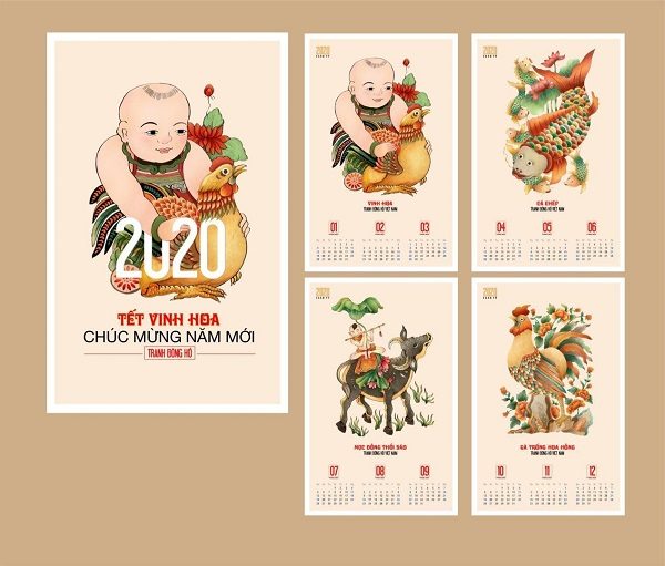 Lịch treo tường tranh đông hồ