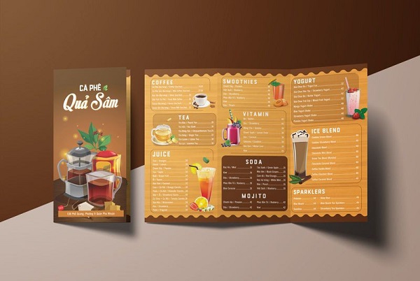 Mẫu menu cafe gấp tiện lợi&nbsp;