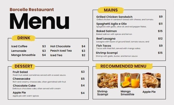 Mẫu menu thiết kế Powerpoint ngang số 5