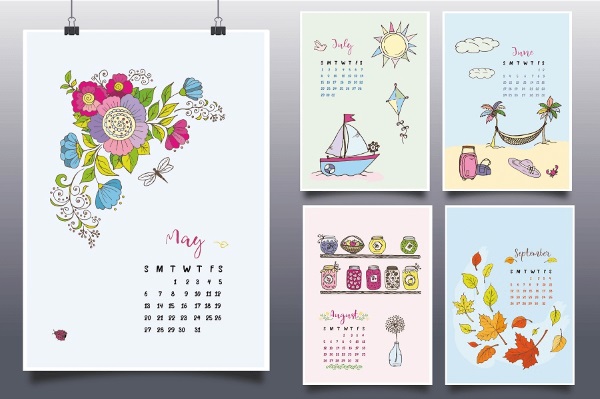 Lịch treo tường thiết kế dễ thương