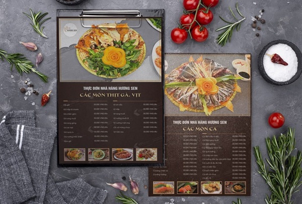 Mẫu tờ rơi menu với đa dạng món ăn
