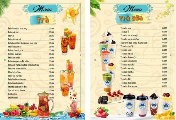 Mẫu menu đẹp cho quán trà sữa