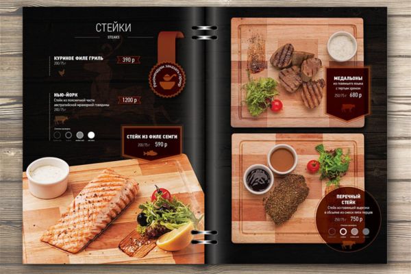 Menu nhà hàng Âu theo phong cách hiện đại