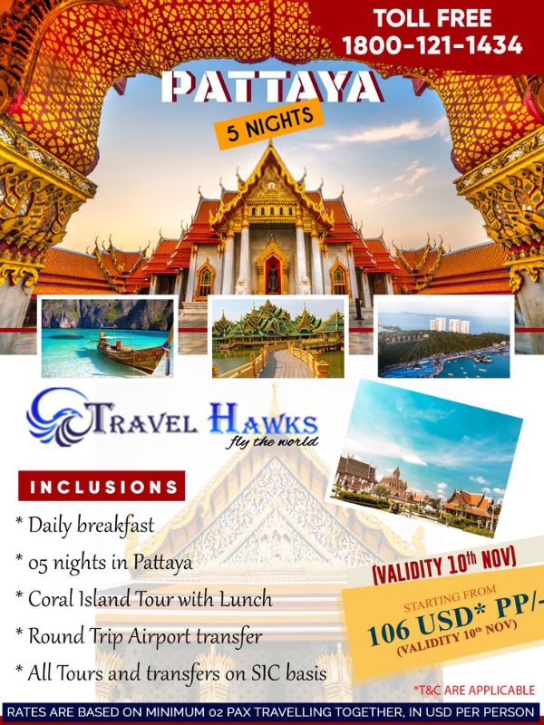 Tờ rơi quảng cáo du lịch nước ngoài Pattaya 5 đêm