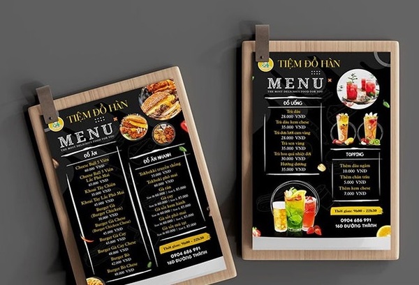 Mẫu menu số 11 cho tiệm đồ ăn