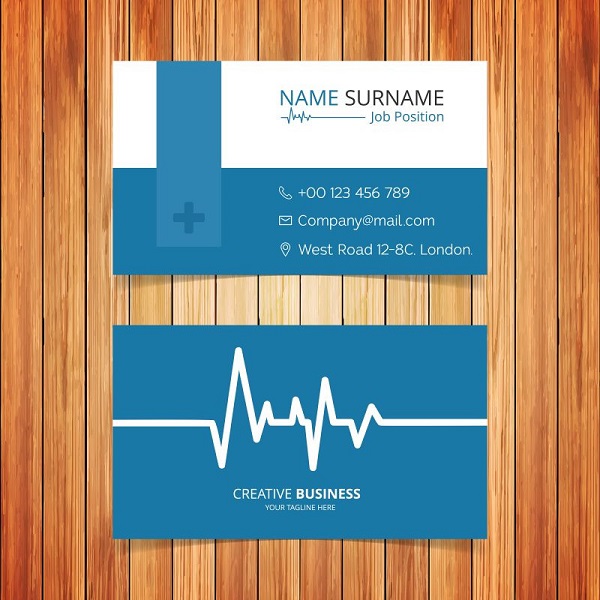 Mẫu card visit ngành y tế với màu xanh trắng 