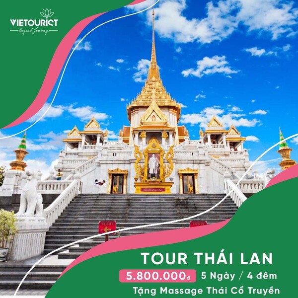 Mẫu poster tour du lịch Thái Lan mang sắc vàng rực rỡ
