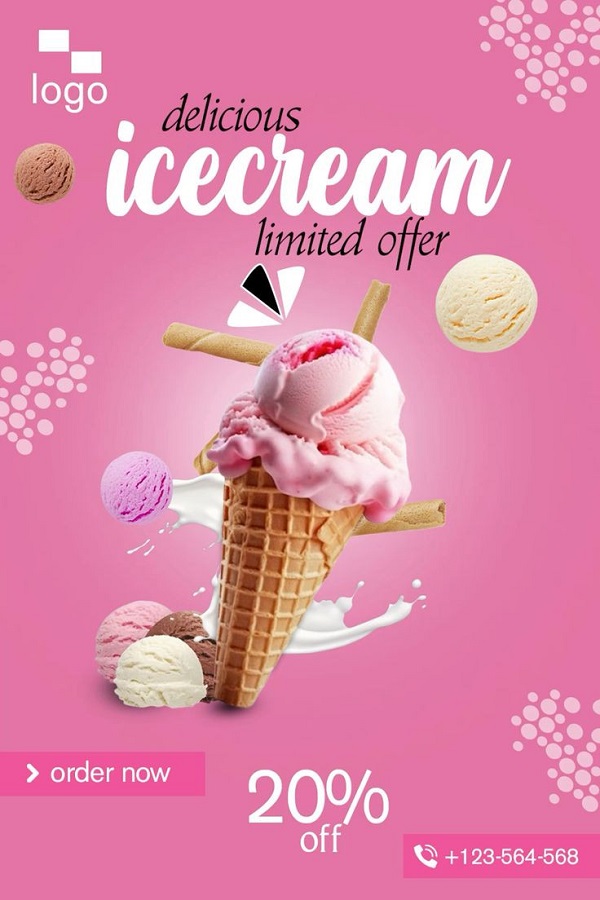 Mẫu poster quảng cáo kem đẹp cho cửa hàng kem tươi